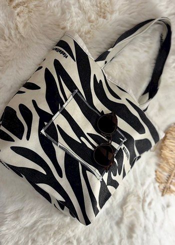 Gri Zebra Desenli Kadın Çanta