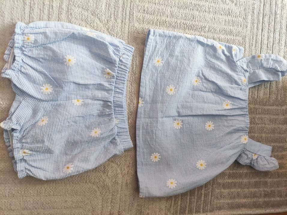 Mavi Nakışlı Bebek Kız Kıyafet Seti 3-6 ay - Görsel 2