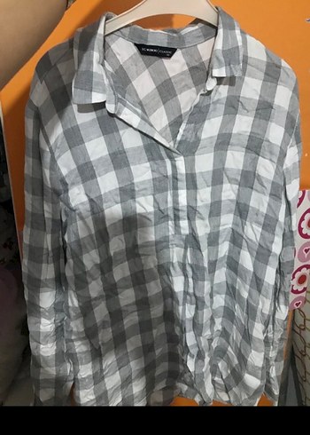 Gri Kareli Uzun Kollu Kadın Gömlek - Görsel 2