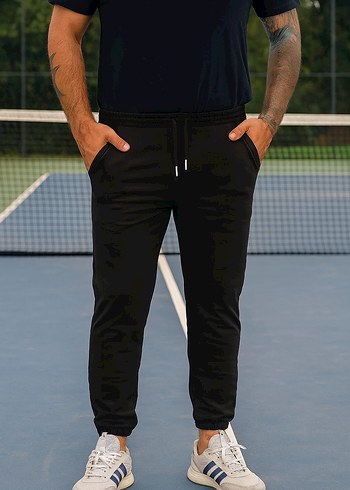 Erkek Siyah Rahat Kesim Eşofman Altı - Görsel 3