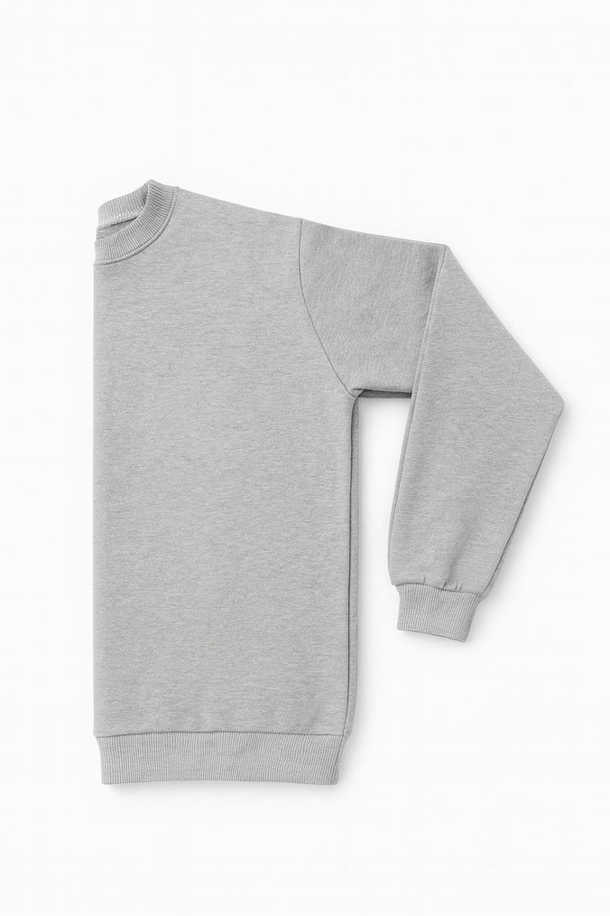 Gri Basic Kadın Sweatshirt - Görsel 2