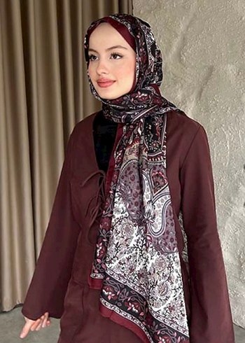 bilru design desenli soft pamuk şal bordo