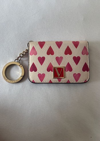 Victoria secret Pembe Kalp Desenli Deri Kadın Cüzdan