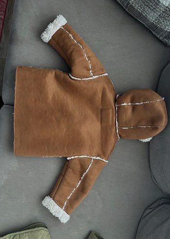 Kürklü Kapüşonlu Erkek Çocuk Süet Kaban - Görsel 2