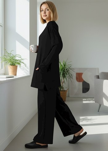 Siyah Kadın Salaş Eşofman Takımı - Görsel 2