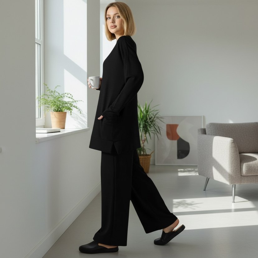 Siyah Kadın Salaş Eşofman Takımı - Görsel 2