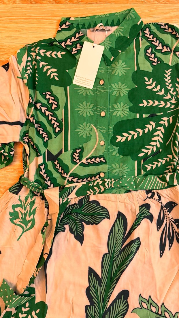 Yeşil Desenli Uzun Elbise FIRSAT - Görsel 2