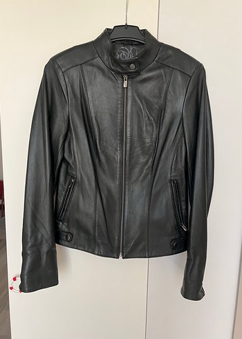 36 Beden Siyah Deri Biker Ceket