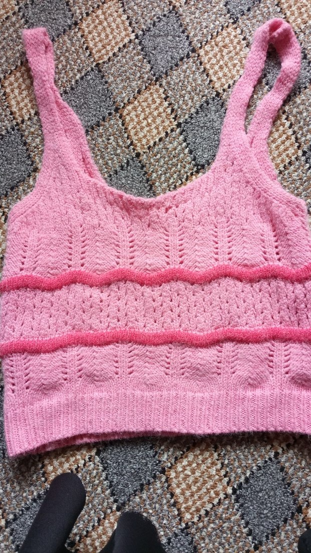 Pembe Örgü kışlık krop - Görsel 2