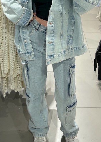 Kadın Açık Mavi Bağcıklı Salaş Denim Pantolon