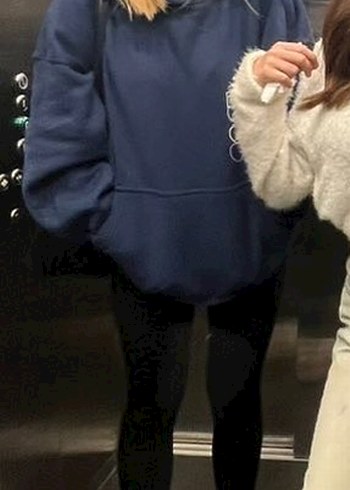 Pull and Bear pull bearKapüşonlu Mavi Denim Sweatshirt