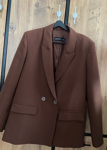 Dilvin Kadın Kahverengi Düğmeli Blazer
