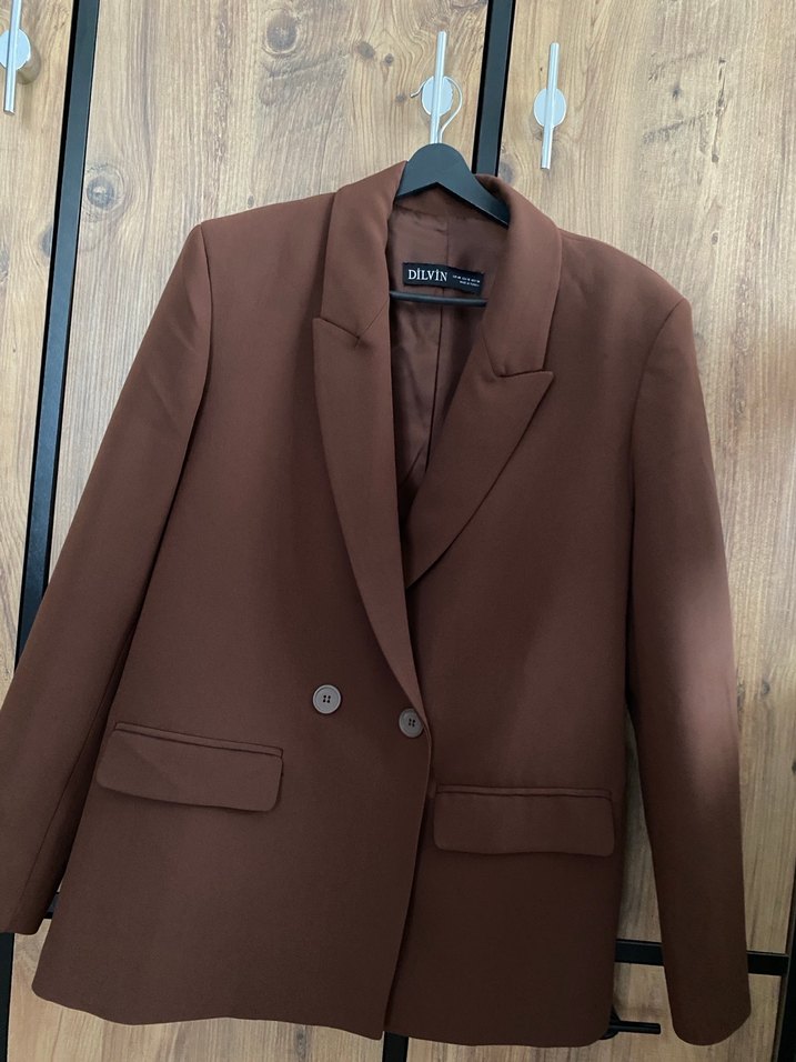 Dilvin Kadın Kahverengi Düğmeli Blazer - Görsel 4