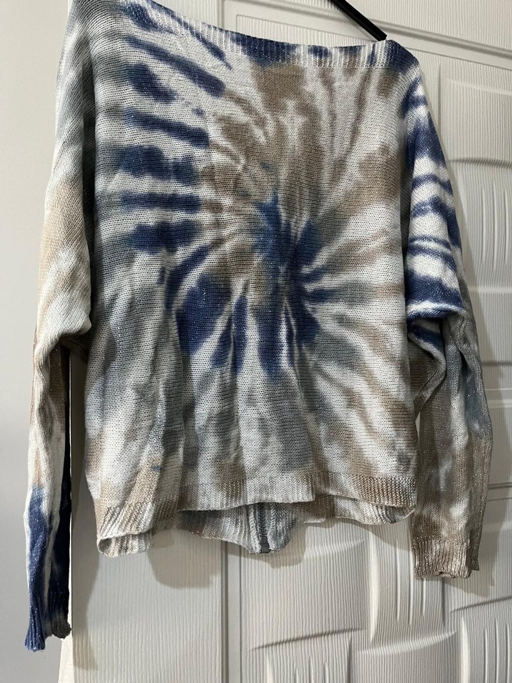 Gri Batik Desenli Örgü Bohem Kadın Kazak - Görsel 3