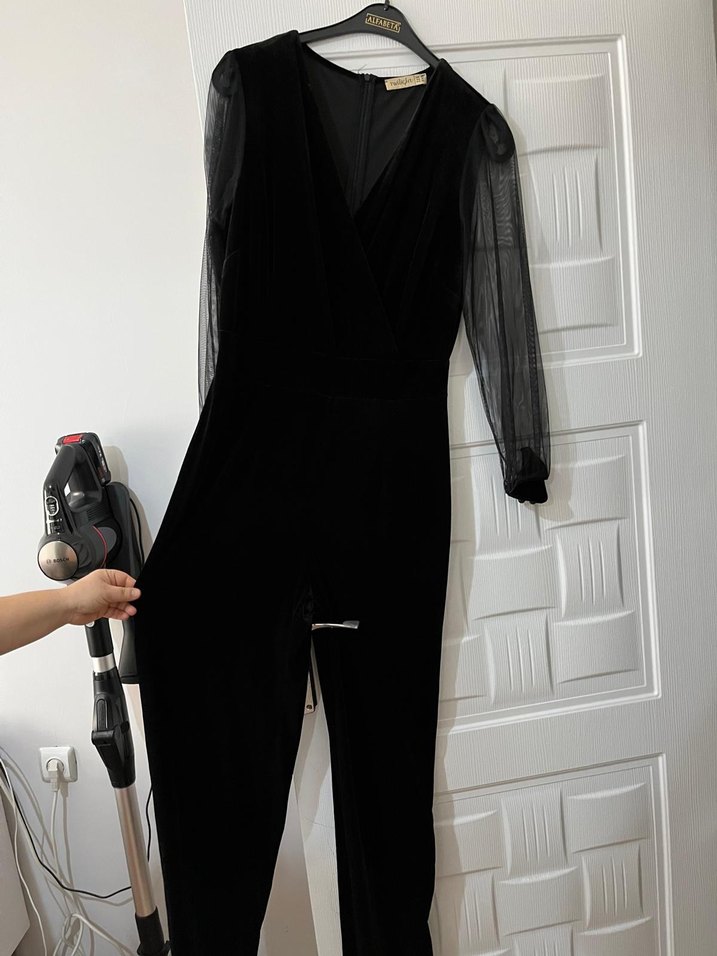 Siyah kadife tulum - Görsel 2