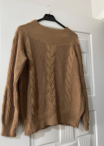 Kadın Kahverengi Örgü Triko Kazak - Görsel 2