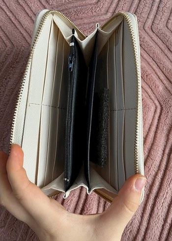 Beyaz Deri Fermuarlı Kadın Cüzdanı - Görsel 5