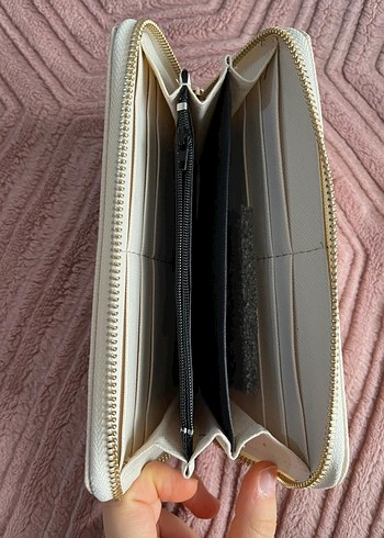 Beyaz Deri Fermuarlı Kadın Cüzdanı - Görsel 4