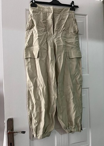 Zara Bej Keten Rahat Kesim Kadın Pantolon - Görsel 2