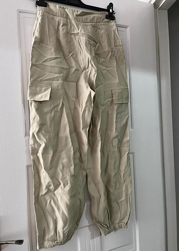 Zara Bej Keten Rahat Kesim Kadın Pantolon - Görsel 3