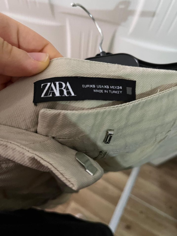 Zara Bej Keten Rahat Kesim Kadın Pantolon - Görsel 4