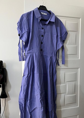 Mor Keten Salaş Uzun Elbise - Görsel 2