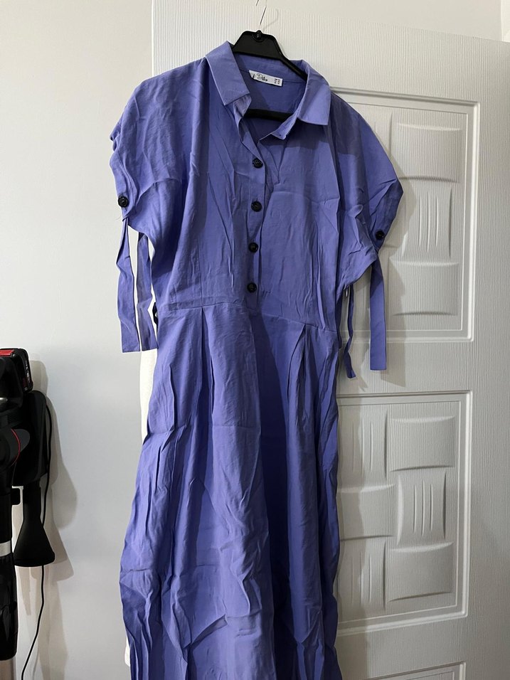 Mor Keten Salaş Uzun Elbise - Görsel 2