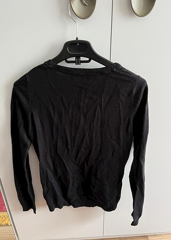 Siyah Pamuklu Uzun Kollu Kadın Hırka - Görsel 2