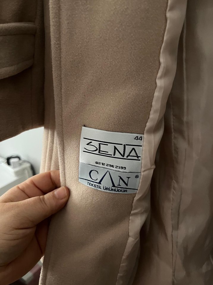 Bej Süet Düğmeli Midi Kadın Kaban - Görsel 3