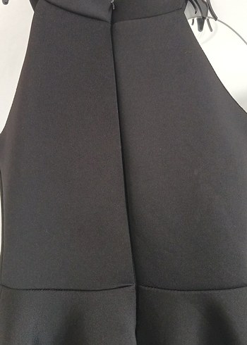 36 Beden siyah Renk Siyah Midi Strappy Yaka Pilili Elbise