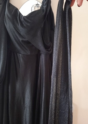 Siyah Drapeli Straplez Uzun Gotik Elbise