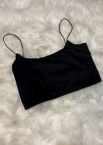 Siyah İnce Askılı Crop Top