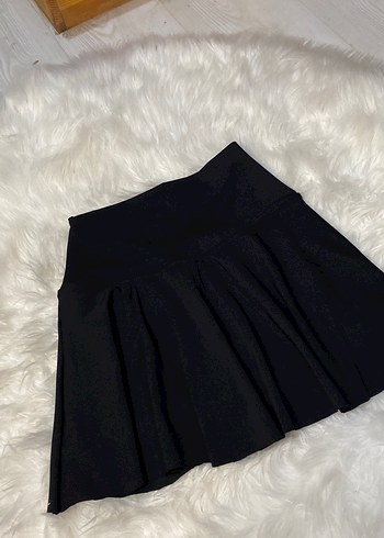 Siyah Pilili Midi Mini Etek - Görsel 2