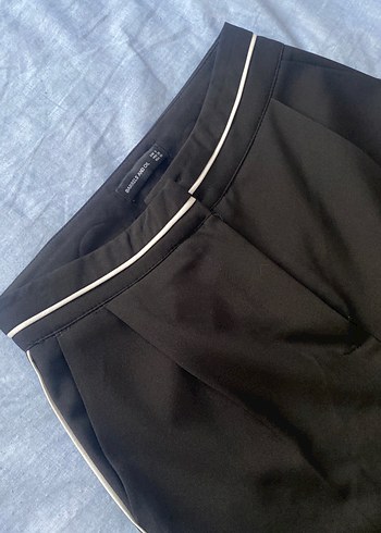 Siyah Pilili Midi Kadın Kumaş Pantolon - Görsel 2