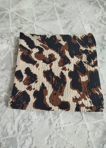 Kahverengi Zebra Desenli Bohem Eşarp