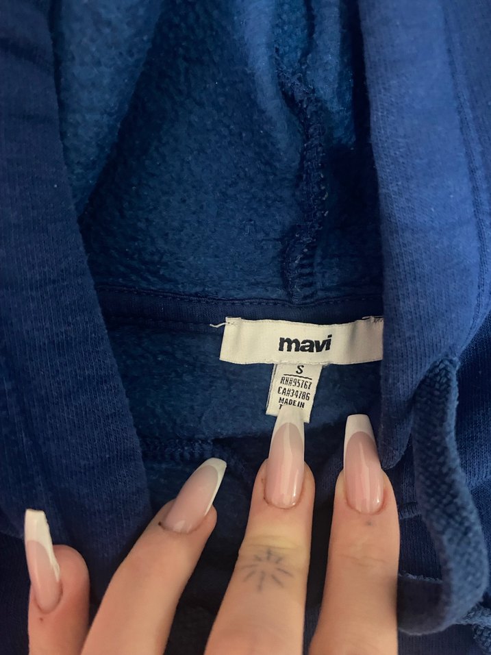 Kadın Lacivert Kapüşonlu Baskılı Sweatshirt - Görsel 2