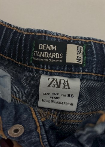 Zara Kız Çocuk Bol Kesim Mavi Denim Pantolon
