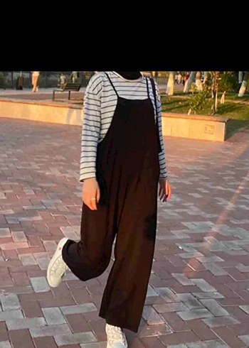 Siyah Keten Hamile Tulum, Midi Boy, Salaş Kesim - Görsel 4