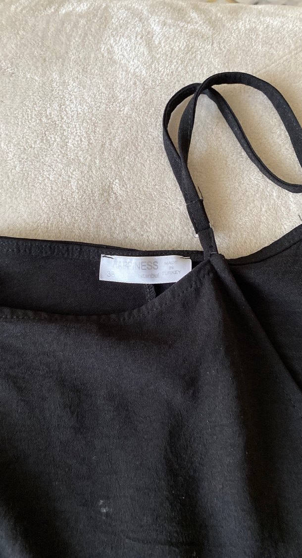 Siyah Keten Hamile Tulum, Midi Boy, Salaş Kesim - Görsel 3