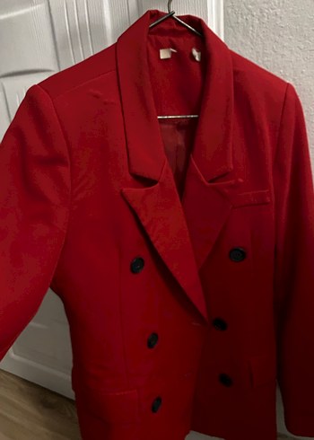 Düğmeli Kırmızı Kadın Blazer Ceket