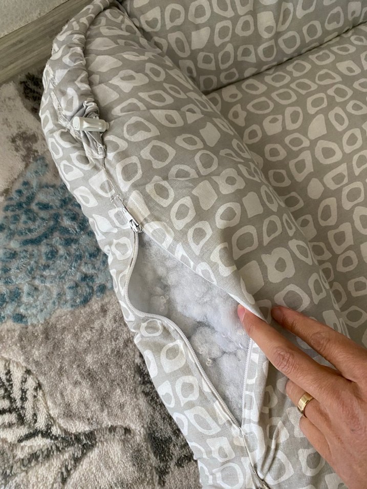 Gri Desenli Beyaz Bebek Yatağı ve Koruyucu Tül - Görsel 3