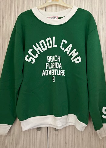 Yeşil Baskılı Salaş Sweatshirt M-L beden