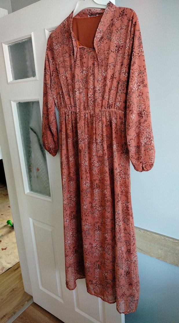 Bohem Tarz Uzun Kahverengi Elbise - Görsel 2