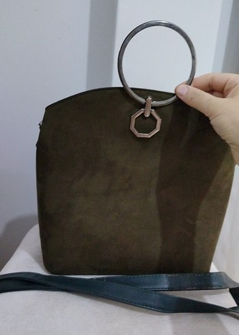 yeşil Süet Kadın Çanta Tokalı - Görsel 3