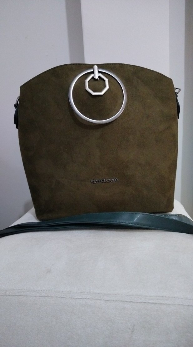 yeşil Süet Kadın Çanta Tokalı - Görsel 2