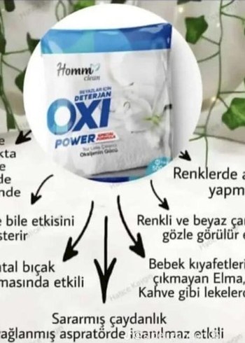 3 adet800Homm Clean Beyazlar İçin Oxi Power Toz Deterjan 500gr - Görsel 3