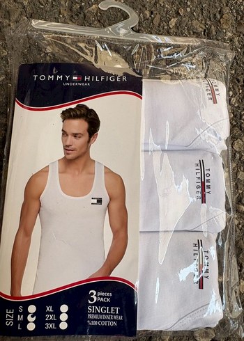 Tommy Hilfiger Erkek Beyaz Baskılı Atlet 3'lü