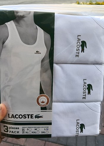 Lacoste Erkek Beyaz Baskılı Atlet 3'lü Paket