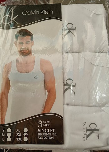 Calvin Klein Erkek Beyaz Baskılı Atlet 3'lü Paket