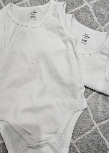 Bebek Erkek Kolsuz Beyaz Body 2'li Pamuk - Görsel 3